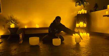 Javi and candlelight yoga